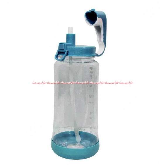 Kris Botol Minum dengan Sedotan Tangkai Pegangan 2L Drinking Bottle Drink with Handle Botol Minuman Bahan Plastik Warna Biru Hijau Blue Green