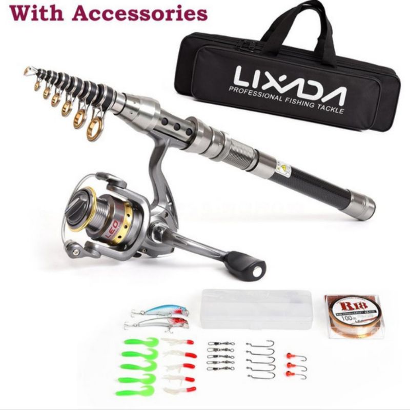 Lixada Carbon Fiber Fishing Rod & Reel Combo Full kit + Bag