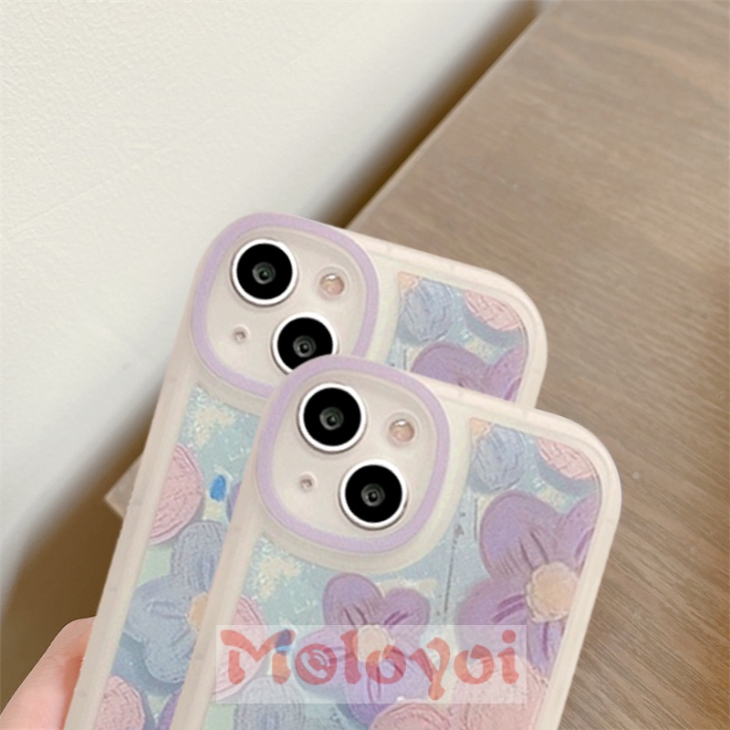 Soft Case Desain Lukisan Minyak Bunga Ungu Gaya Retro Untuk Samsung A23 A13 A22 A21 M23 A31 A52 A32 A03 Core A72 A20 A03S A52S A53 A73 A11 A33 A51 A50 A30S A21s A10s A20S A21s