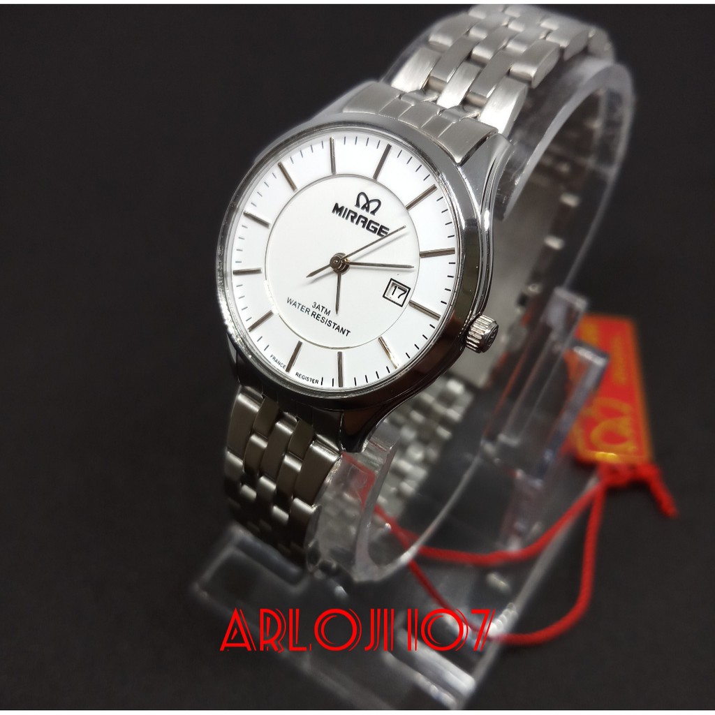 JAM TANGAN MIRAGE WANITA MA 8544 BRP-L SILVER WHITE ORIGINAL