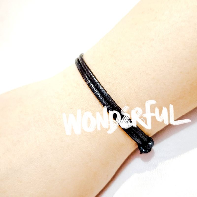 VOD-Gelang hitam polos waterproof 2mm anti air gelang pria gelang wanita gelang tali