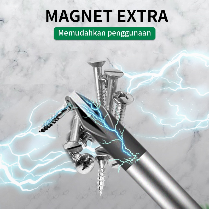 ISKU Obeng Set/Screwdriver Set 2pcs (+)(-) Tip Magnetik Chrome Vanadium Rubber Handle Obeng Set Perbaikan Alat Rumah Tangga