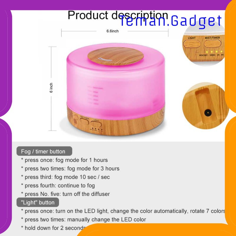 TG-CE046 Taffware HUMI Air Humidifier Aromatherapy 7 Color 500ml Remote - 2467
