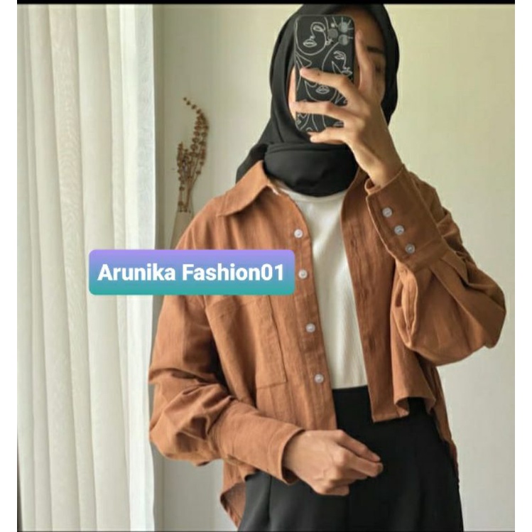 Jaket Linen Arunika Outer Oversized Shirt OOTDW-Outer Linen-Outer Kekinian-Jaket Bahan Linen