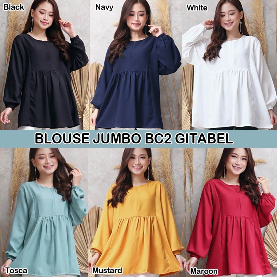 BIGCLO - (COD) LD 120cm Blouse Jumbo Wanita BC2 Atasan Lengan Panjang Big Size Oversize Fashion