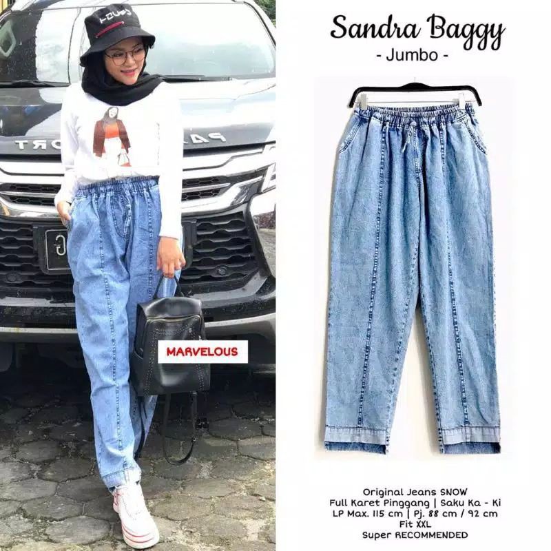 Celana Sandra Baggy Jeans Celana Wanita Baggy Pants Jeans Snow Baggy Premium Import