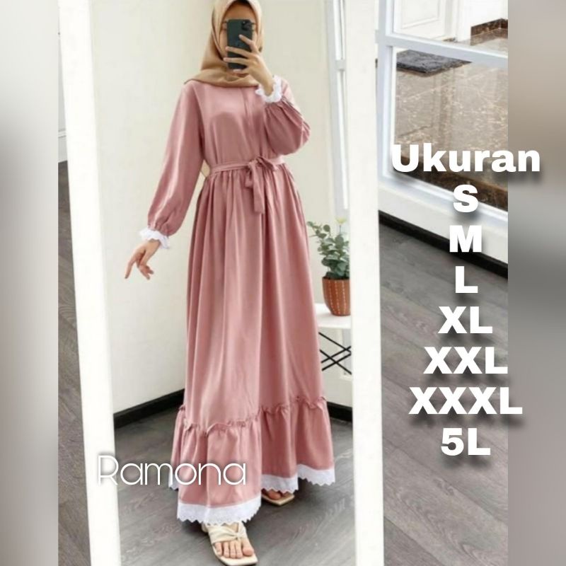 Ramona Dress Big Size Ukuran Size S M L XL 2XL 3XL 4XL XXL XXXL  XXXXL 2L 3L 4L 5L  Dress Wanita Jumbo Gamis Big Size Baju Korea Over Size