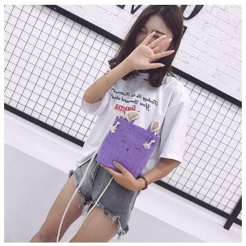 Tas Selempang Kanvas Emoticon Rabbit Fashion Wanita Korean Style Import