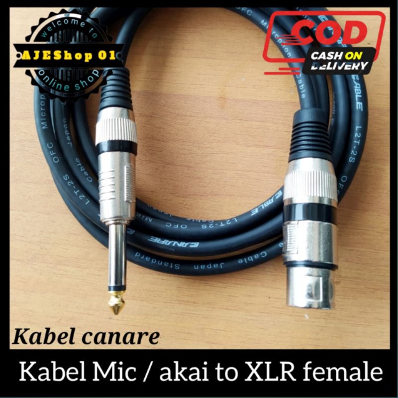 Kabel microphone / kabel jack canon xlr female to akai kabel canare japan standard 1 sampai 5 meter