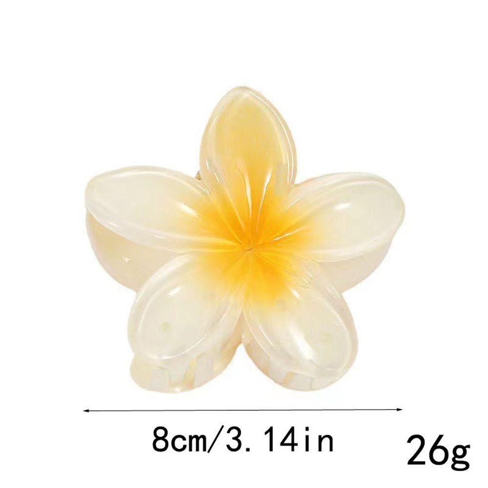 NEEDWAY Plumeria Hair Claw Gadis Lucu Gradien Hiu Ambil Klip Pantai Liburan Temperamen Bunga Rambut Cakar