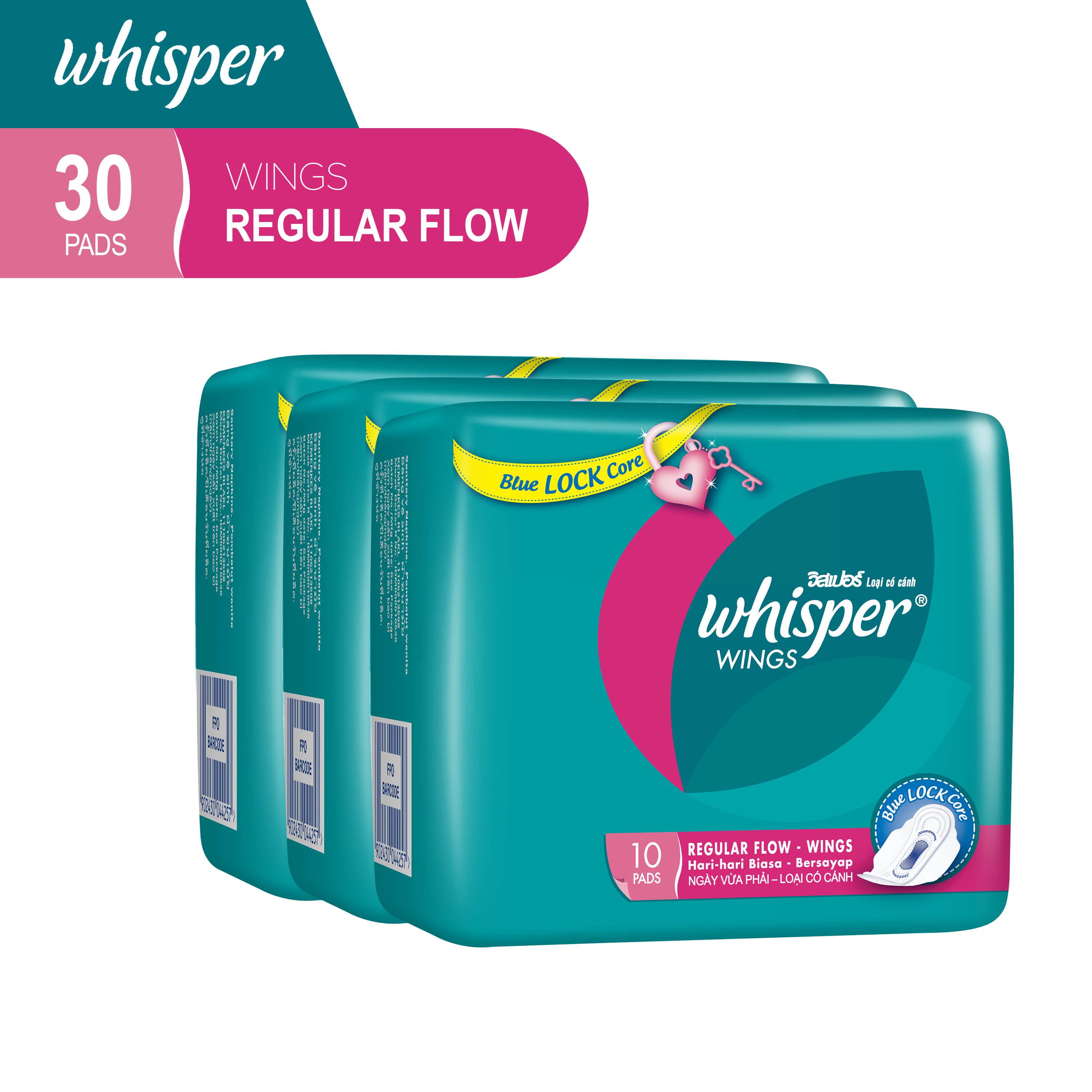 Whisper Sanitary Pads Regular Flow Wings Isi 10 Paket Isi