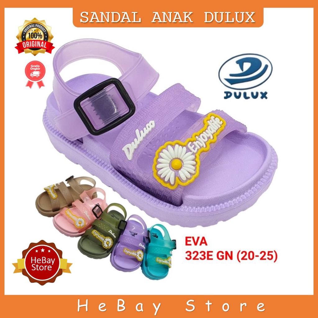 Sandal Dulux Anak Motif Bunga Lucu Sandal Anak Perempuan Jelly Karet Size 24-29 Sandal Slop Srampat 