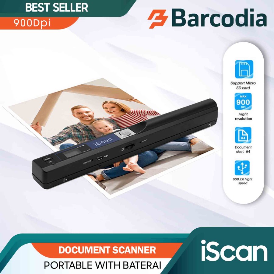 iScan 900 DPI Portable Scanner Handyscan A4 Photo Scan Skypix Killer - Hitam