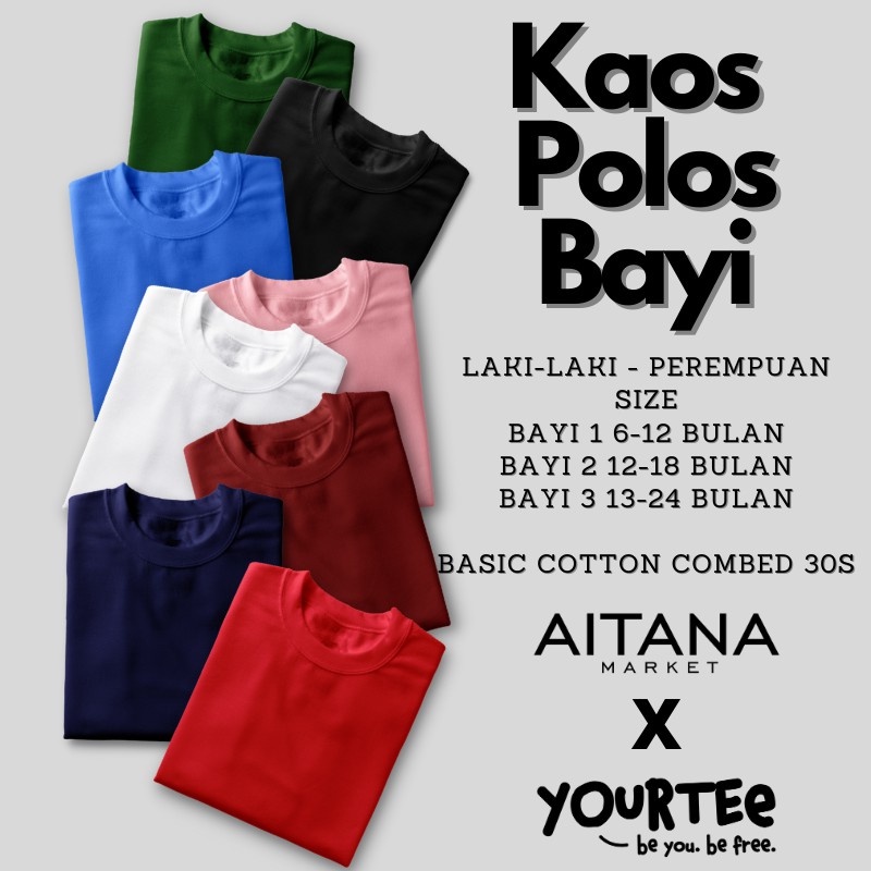 Aitana - Baju Kaos Polos Untuk Bayi Bahan Katun Combed 30s