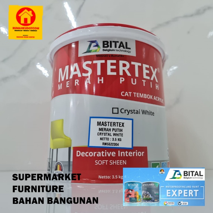 CAT TEMBOK PUTIH 3,5KG - CAT PLAFON PUTIH - MASTERTEX MERAH PUTIH - BITAL