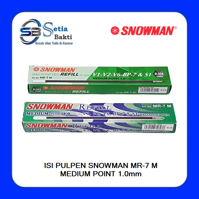 

SNOWMAN Refill MR-7M 1.0mm - Isi Pulpen Tipe V1 - V2 - V6 - BP-7 dan S1 Isi 12 Pcs