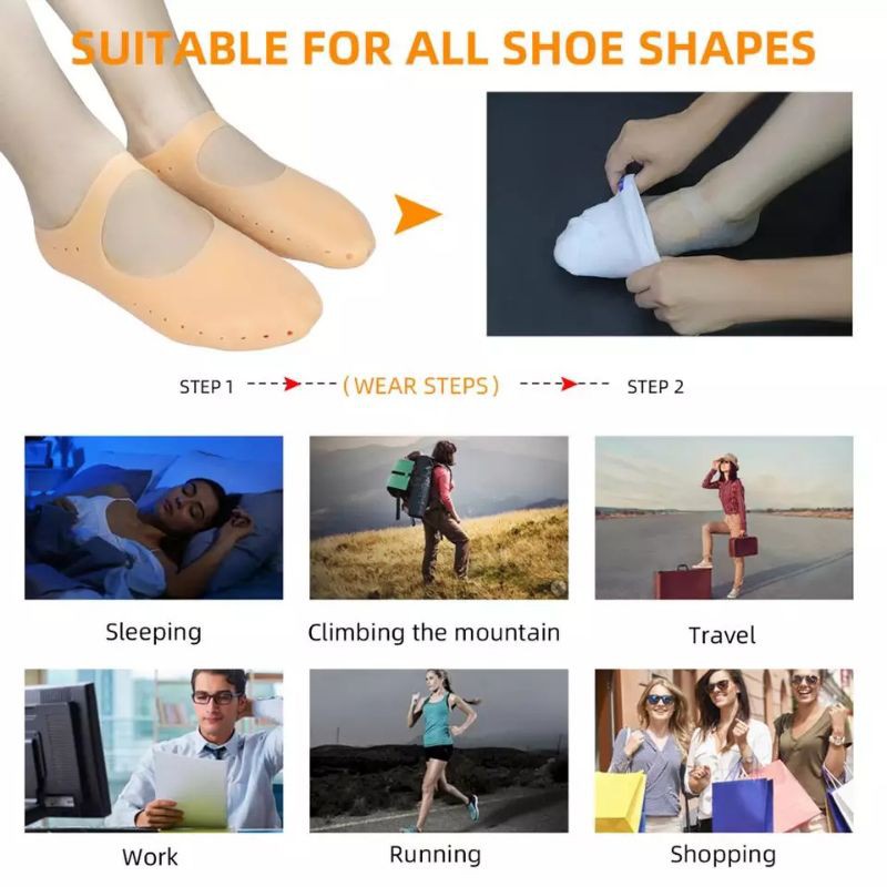 1 PASANG SOL SILICON KAUS KAKI SILICON WANITA INSOLE GEL SILICON SOL PENCEGAH KAKI PECAH