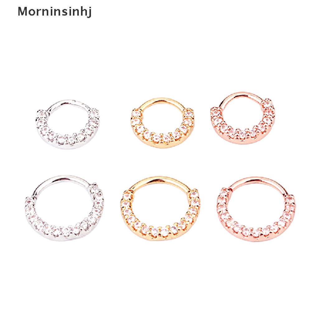 1 Pc Anting Hoop Bahan Stainless Steel Ukuran 6 / 8 / 10mm Dengan Zircon