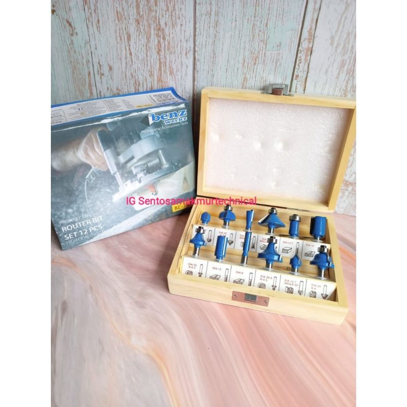 BENZ 12 PCS Mata Router Trimmer Profil Kayu Bit Set 12pcs