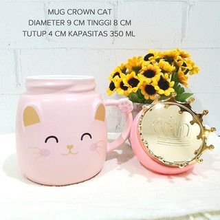 MUG KERAMIK  GELAS  KOPI CUTE CROWN CAT  KOLEKSI GELAS  