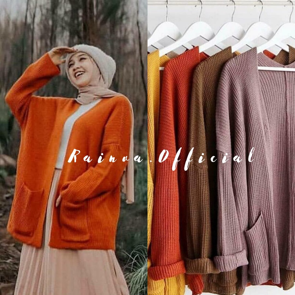 LAVELA CARDIGAN RAJUT OVERSIZE TEBAL 7 GAUGE CARDY OUTHER BASIC ATASAN WANITA