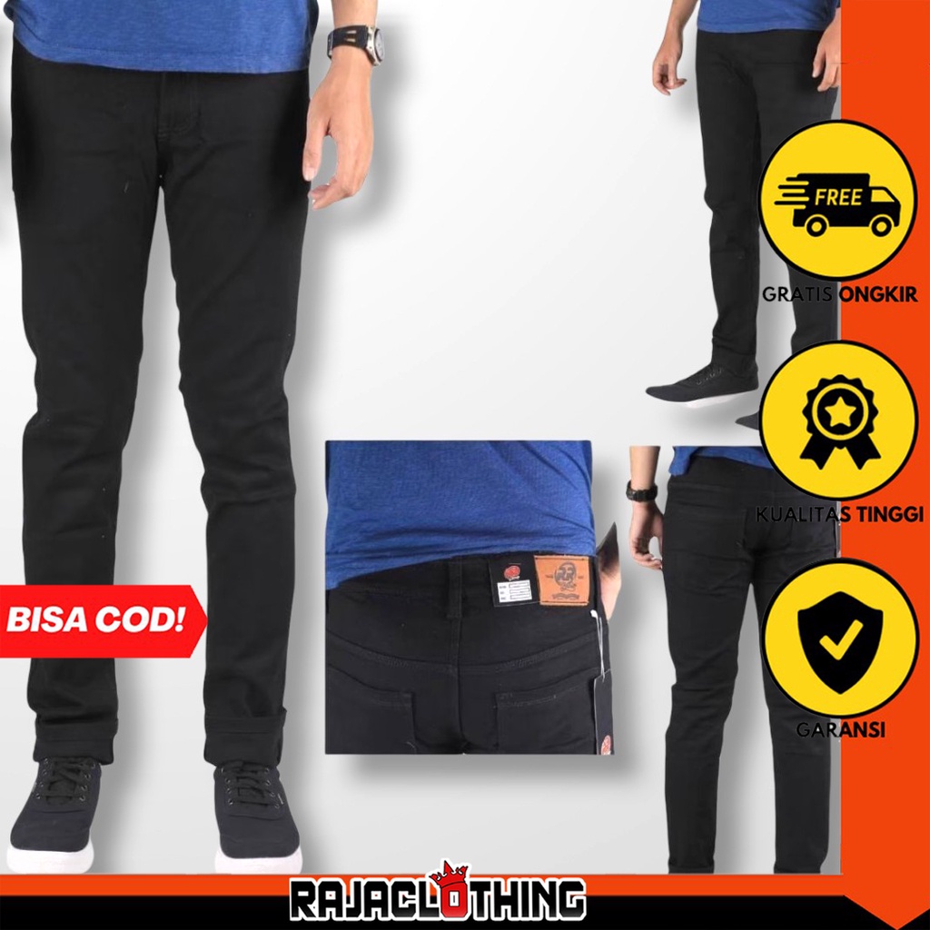 RCL - Celana Panjang Pria Denim - Skiny Hitam Naomi Pensil Strech Melar Model Casual Slim Fit