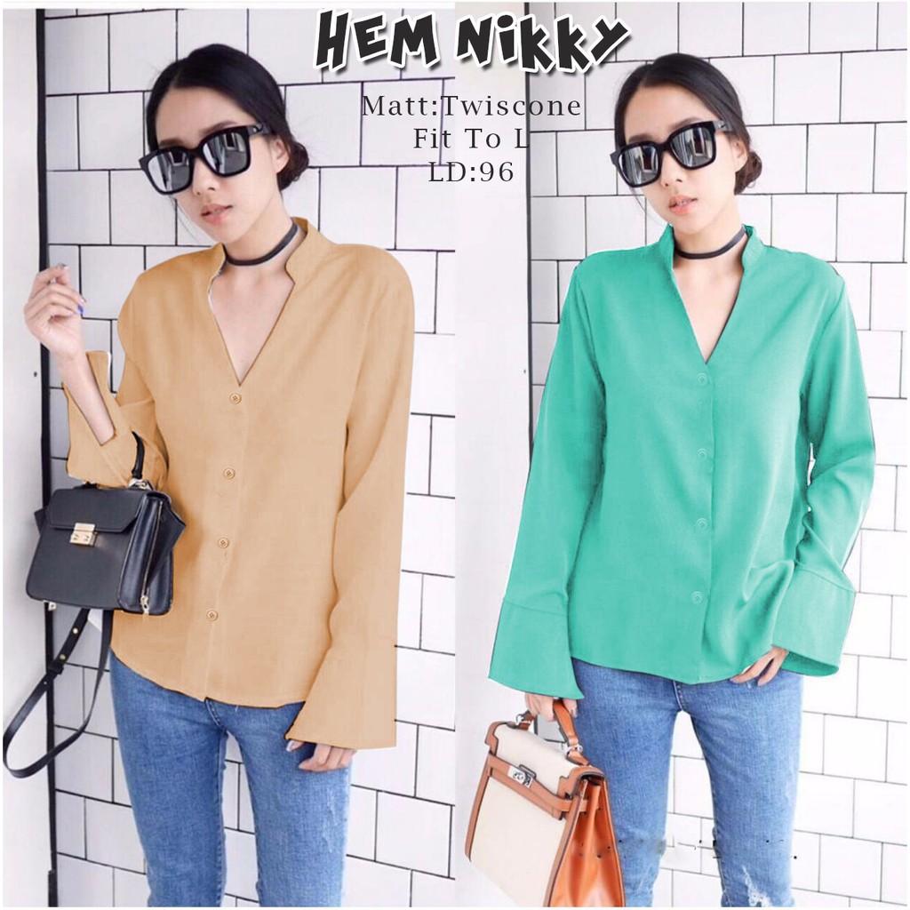 [Hem nikky NI] Kemeja Wanita Twiscone Varian Warna