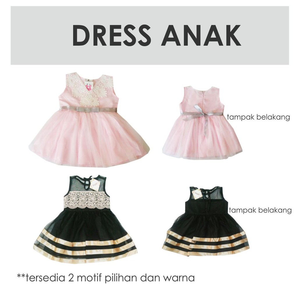 Dress Baby Anak Cewek Gaun Girl Pesta Cantik bayi cewe renda pita emas hitam pink peach putih tutu korea