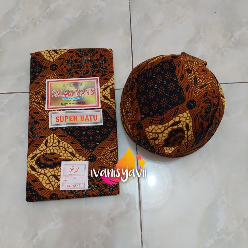 Set Jarik Cewek Cowok + Blangkon, Motif Mukti Besar