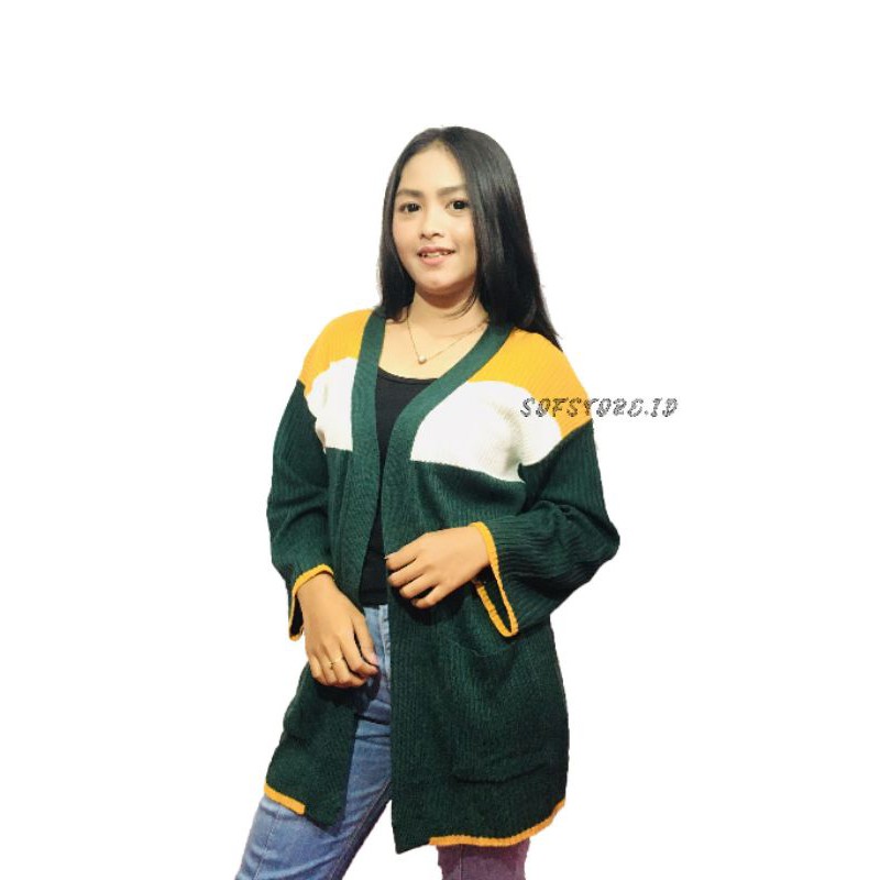 KARDIGAN BELLE RAJUT OVERSIZE /Cardigan Rajut Wanita/LONG OUTER