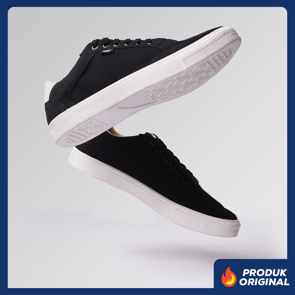 ARKA BLACK ORIGINAL x FOOTSTEP Sepatu Sneakers Hitam Putih Pria Kets Tali Casual Jalan Santai Hangout Main Kondangan Sekolah Kuliah Distro Fashion Canvas Shoes Premium Kanvas Skate Footwear Big Size Jumbo Ukuran Besar 44 Keren Terbaru Kekinian Branded