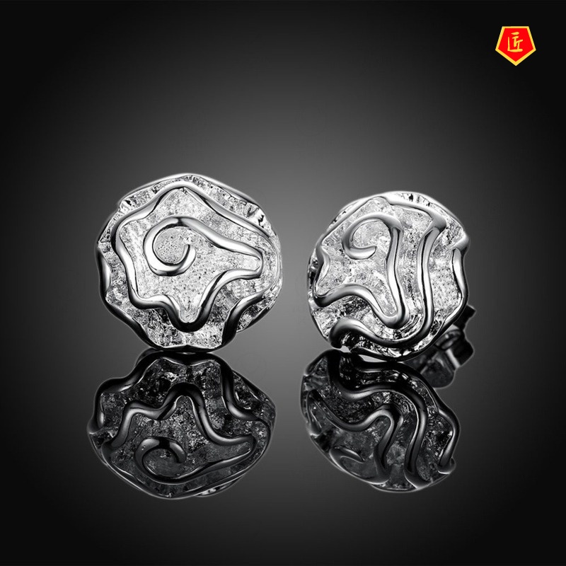 [Ready Stock]Fashion Luxury Silver Rose Stud Earrings