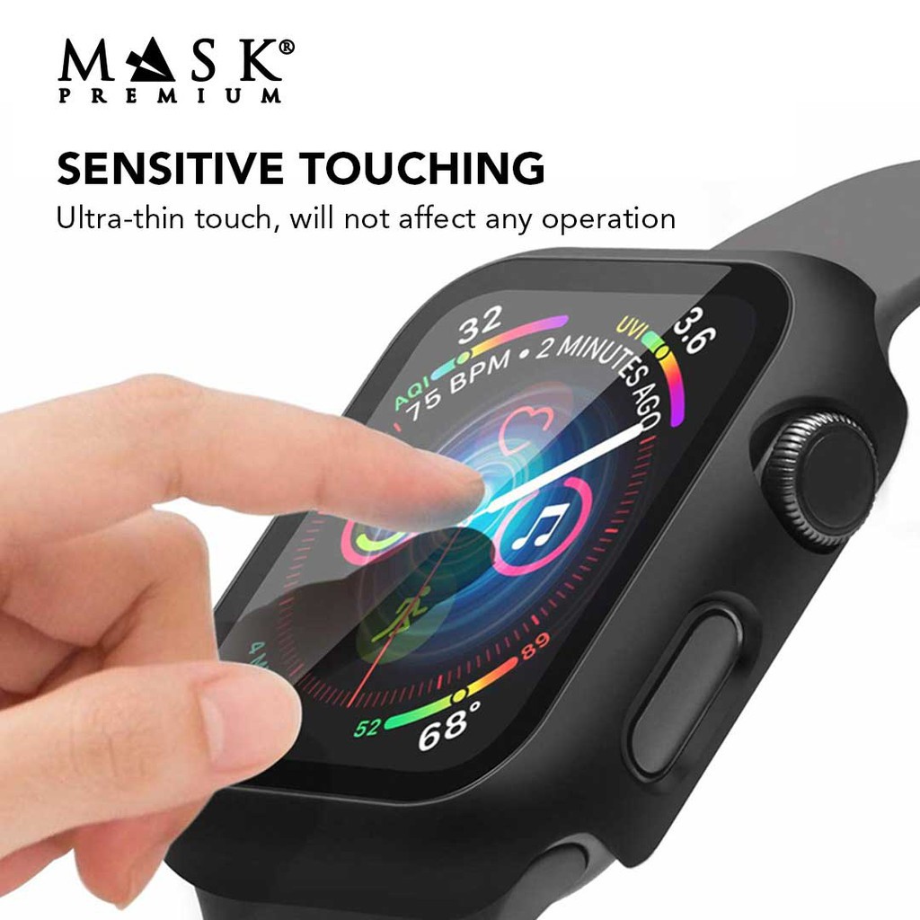 ANTI GORES APPLE WATCH MASK PREMIUM - FULL COVER CURVED EDGE FRAME CASE APPLE WATCH BLACK