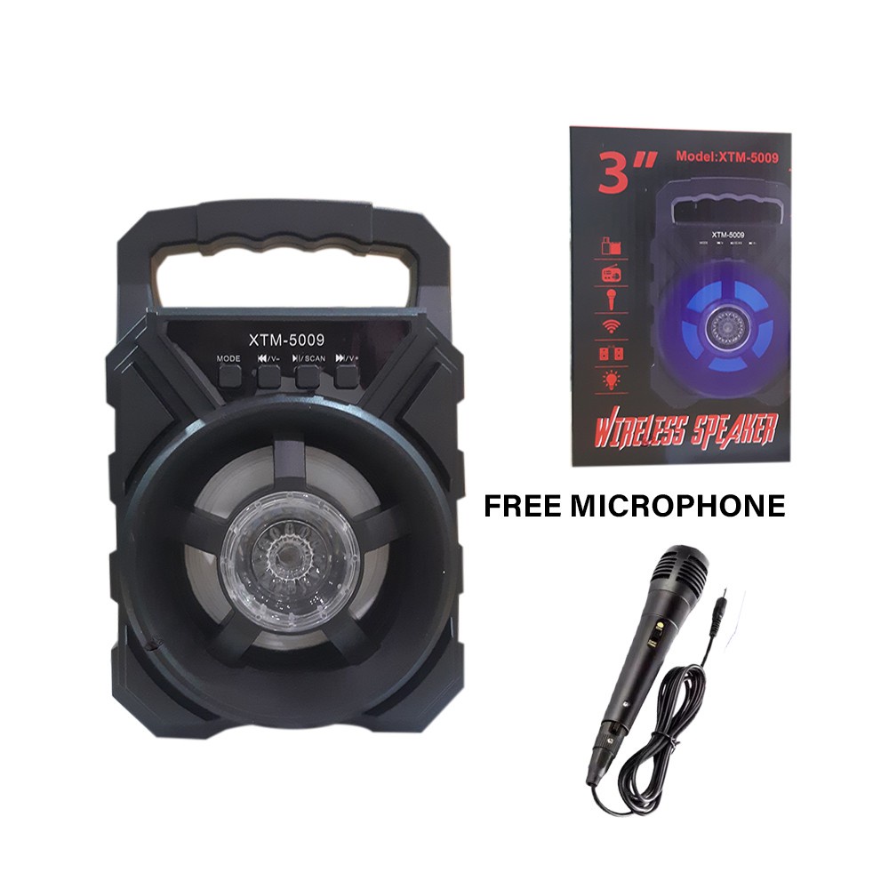 Paket Spiker Karoke Karoke Gratis Mic Ada Lampu Penghias Menyala 3' Tipe 5009 I Free Microphone