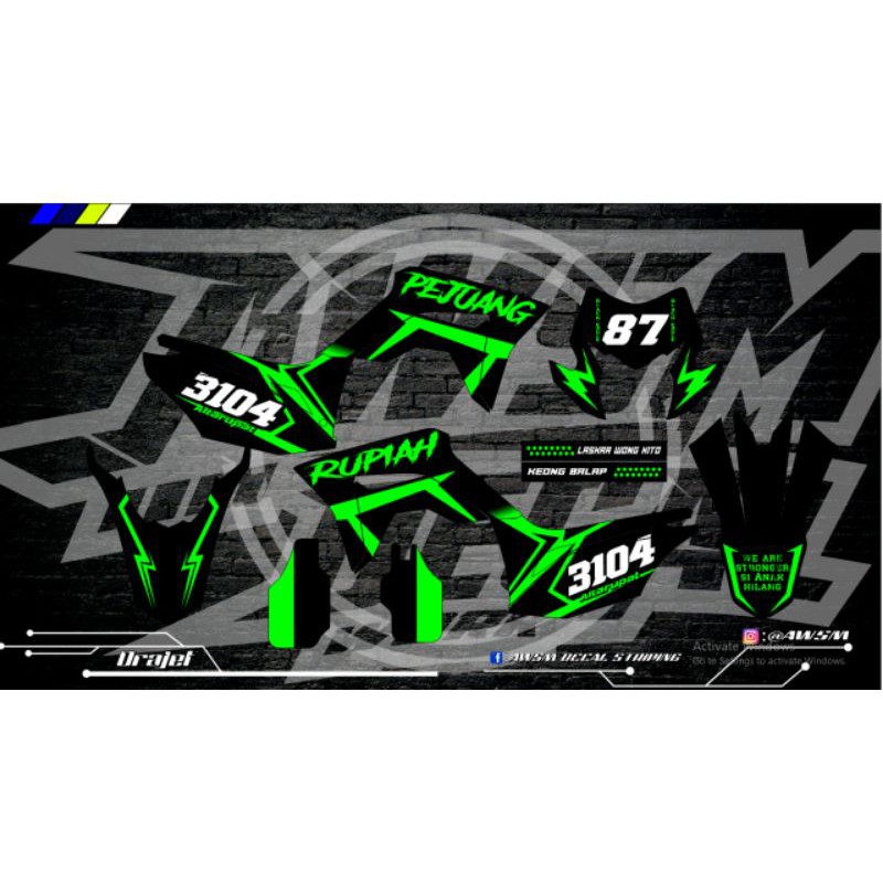 Decal crf150l desain hijau hitam terbaru