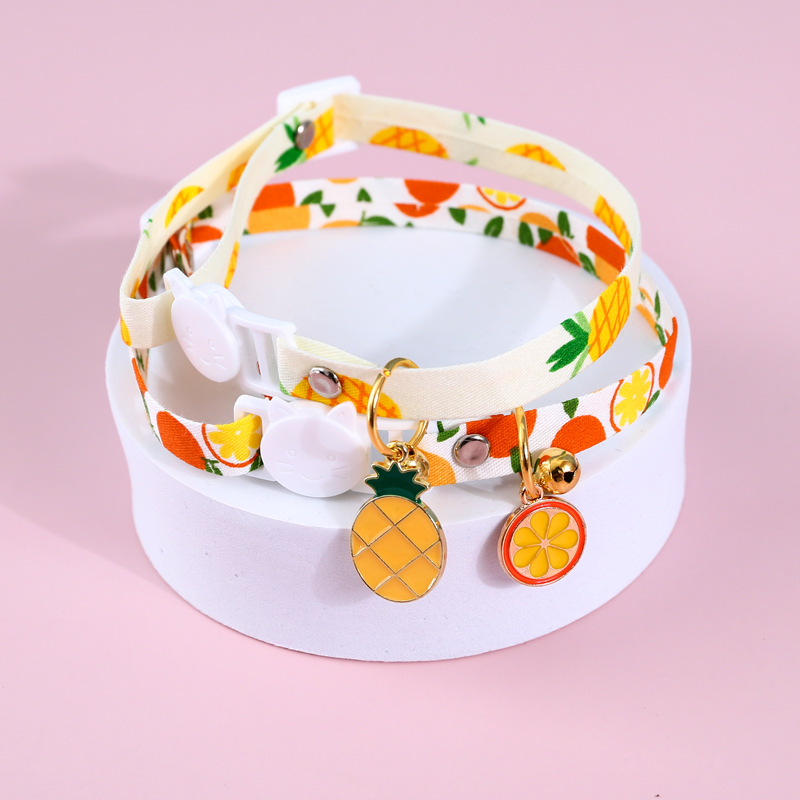 Kalung Collar Adjustable Dengan Buckle Bentuk Buah Nanas Strawberry Untuk Anjing / Kucing