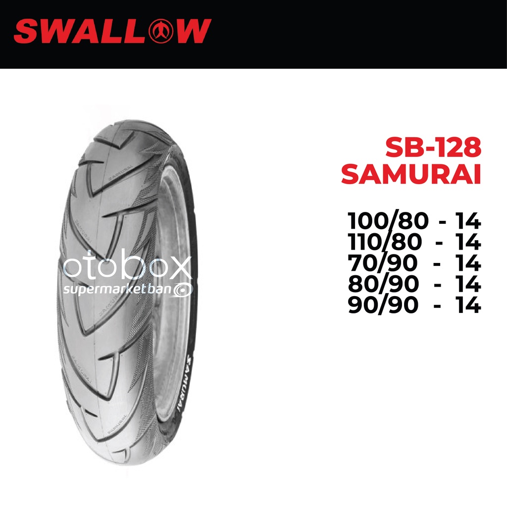 BAN LUAR MOTOR RING 14 SWALLOW SAMURAI SB-128 TUBELESS 100/80 110/80 70/90 80/90 90/90
