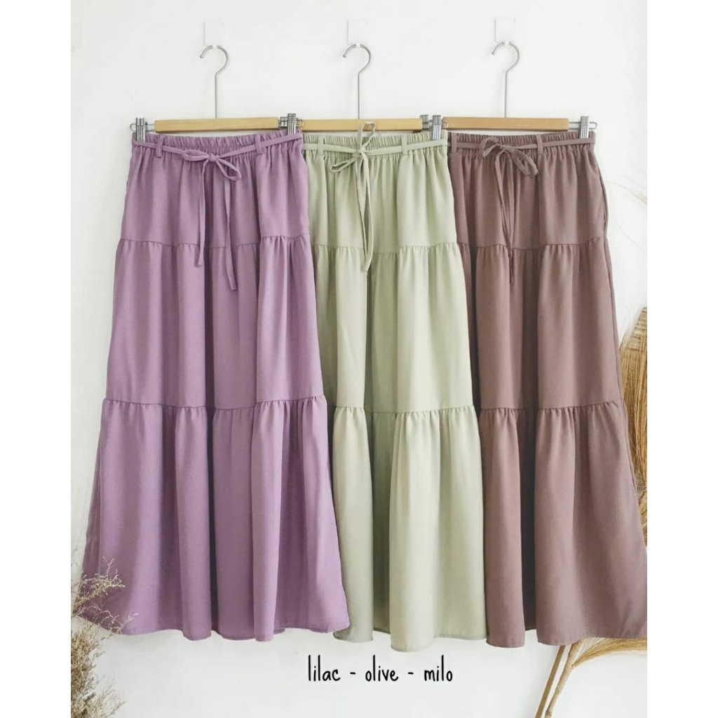 Rok Rempel Susun Sella Skirt Rok Ruffle Panjang Wanita