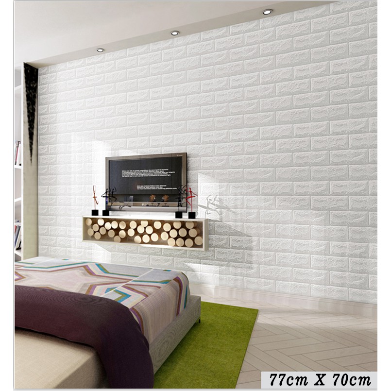 Wallpaper Dinding 3D Foam  Putih Glossy Wallsticker Ukuran 77cmX70cm Wallpaper Kamar HOME WALLPAPER SHOP-PUTIH-GLOSSY-35X70CM