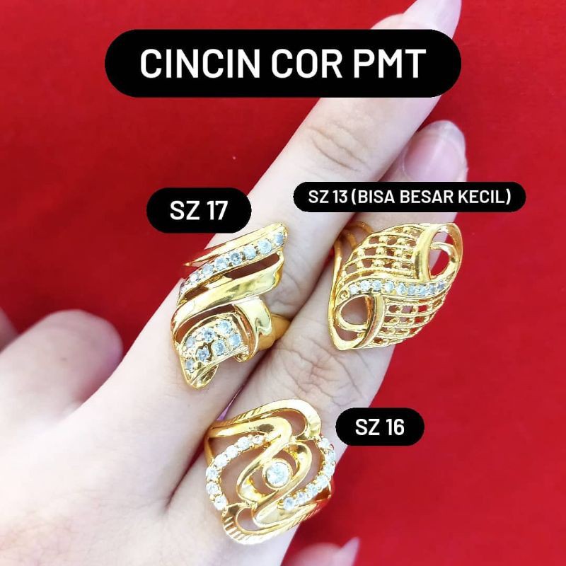 Cincin Cor Permata asli Perak lapis Emas 925 anti karat bukan imitasi