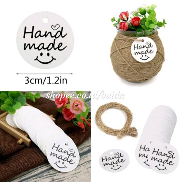 

Hang Tag Hand Made Smile Hangtags handmade tags parcel bingkisan hampers goodie bag dus box gift