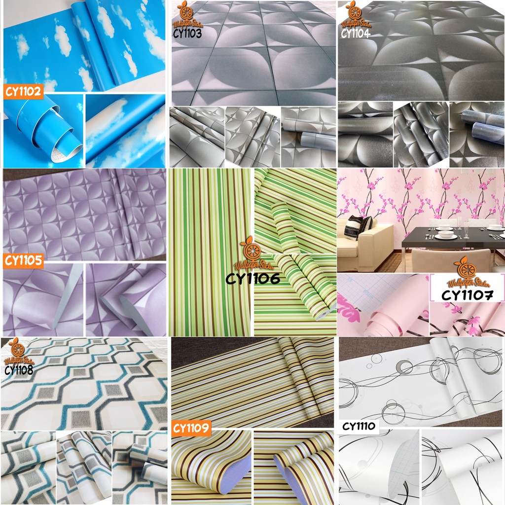 Wallpaper Dinding Sticker Premium Size 45cm x 10meter Sesuai Kode CY1102-1121