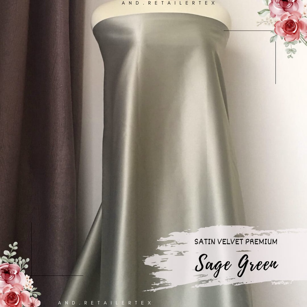 Kain Satin Velvet RobertoCavali warna Sage Green