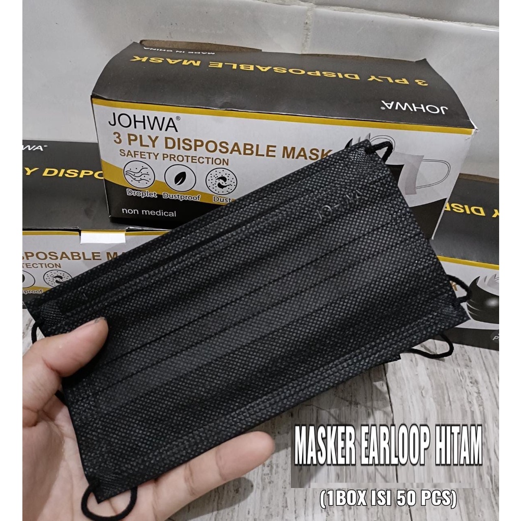 Masker 3Ply JOHWA Tali Senada EMBOSS JOHWA isi 50Pcs/BOX DEWASA IMPORT HIgh Quality Fashion masker Earloop Disposable mask 3Ply/3lapis