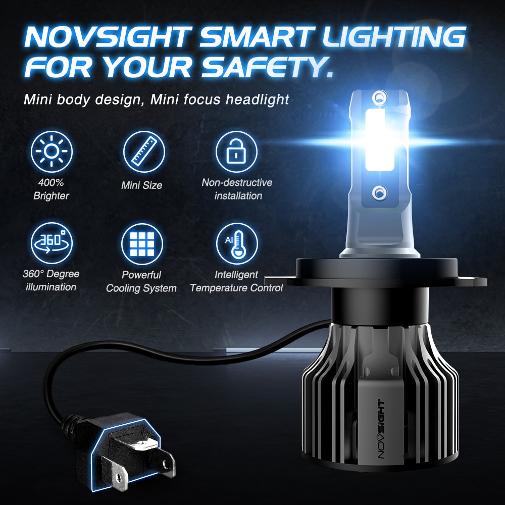 NOVSIGHT Car Led Headlight H4 H7 H11 H1 9005 10000LM Auto Lamp 6000K Car Fog Light 1 Years Warranty