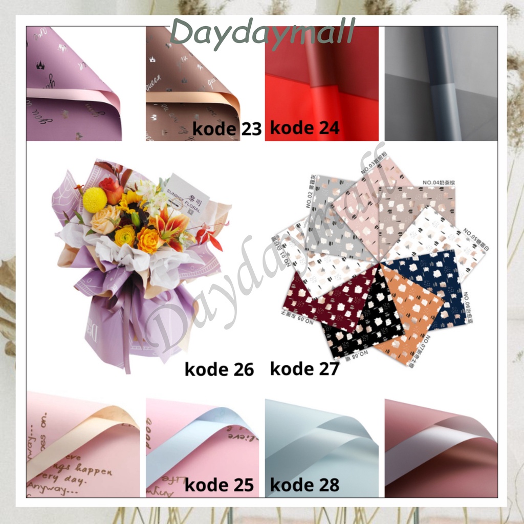 Kertas Buket Flower Wrapping / Paper Cellophane Waterproof Hand Buket (ECER) Kertas Kado 6023