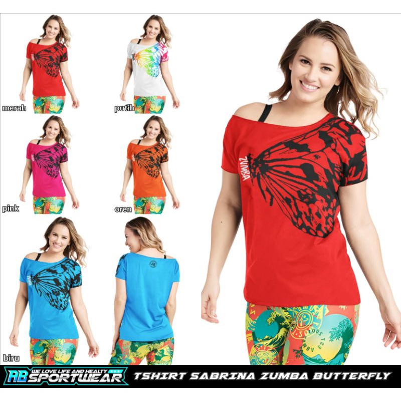 Baju Senam AB Sportwear Original/Tshirt Sabrina Zumba Butterfly