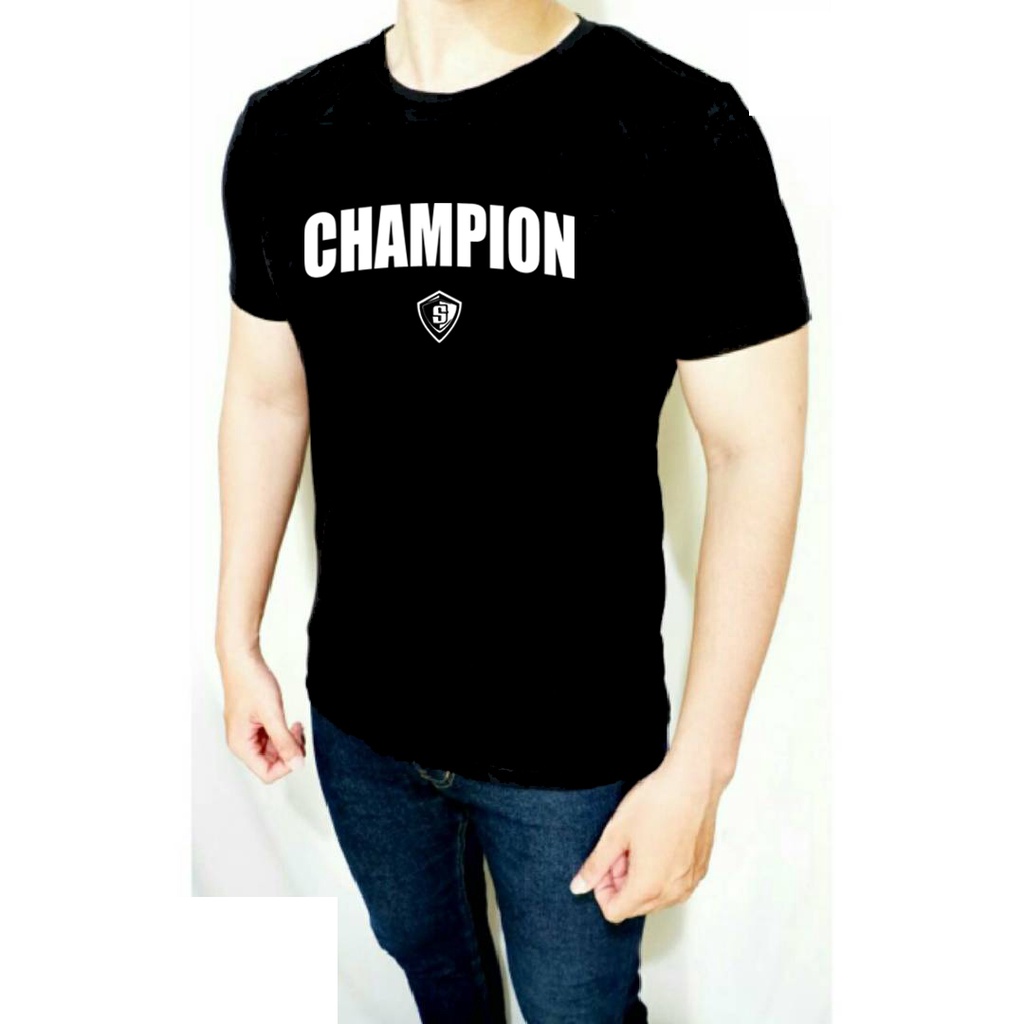 Baju fitnes gym pria champion hitam Kaos Olahraga Pria
