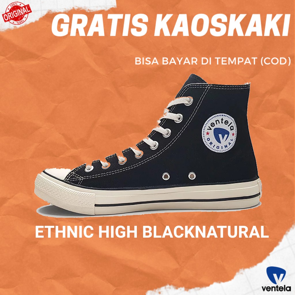 SEPATU VENTELA ORIGINAL ETHNIC HIGH BLACKNAT Vantela Shoes Ventella