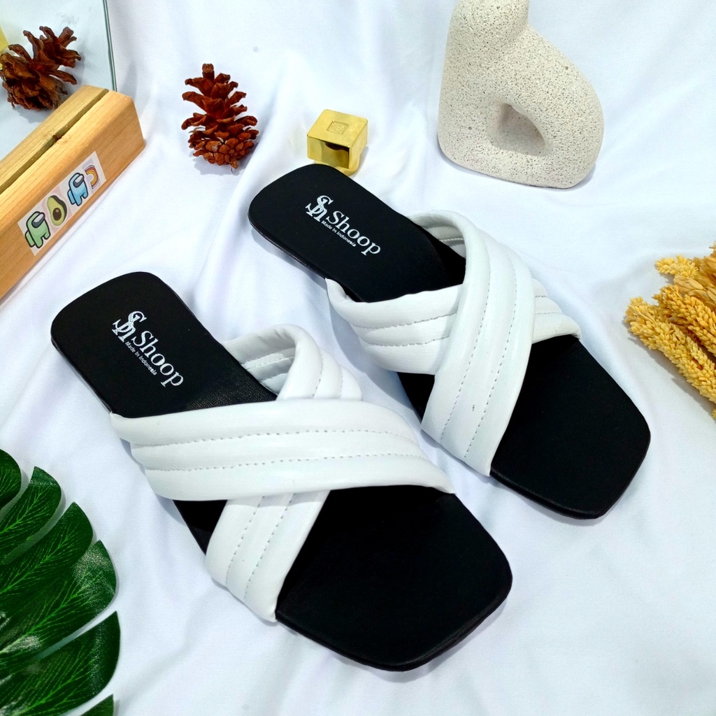 Sh Sendal Wanita Kekinian Deok Sun Puffy Slip Sendal